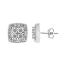 .925 Sterling Silver 1/4 cttw Round Cut Diamond Square Shape Milgrain Stud Earrings (I-J Color, I3 Clarity)-3