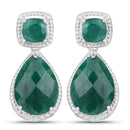 26.00 Carat Dyed Emerald .925 Sterling Silver Earrings-1