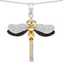 1.79 Carat Genuine Citrine and White Topaz .925 Sterling Silver Pendant-1