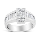 14K White Gold 2 3/4 Cttw Invisible-Set Princess and Channel-Set Baguette Diamond Step Up Cocktail Ring (G-H Color, SI1-SI2 Clarity) - Ring Size 9.25-1