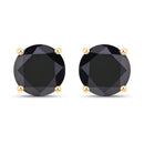 3.84 Carat Genuine Black Diamond 14K Yellow Gold Earrings-1