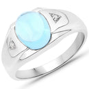 3.67 Carat Genuine Swiss Blue Topaz and White Topaz .925 Sterling Silver Ring-1
