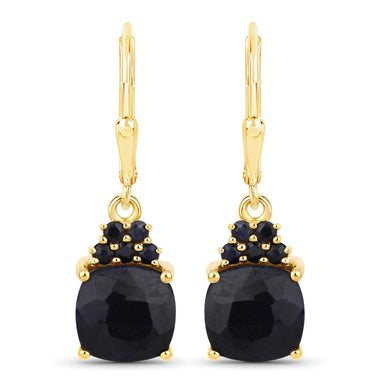 6.20 Carat Dyed Sapphire and Blue Sapphire .925 Sterling Silver Earrings