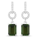 2.28 Carat Genuine Green Tourmaline and White Diamond 14K White Gold Earrings-1