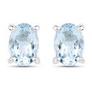 1.20 Carat Genuine Aquamarine .925 Sterling Silver Earrings-1