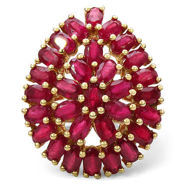 14K Yellow Gold Plated 9.30 Carat Genuine Ruby .925 Sterling Silver Ring - 0