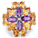 7.96 Carat Genuine Amethyst & Madeira Citrine .925 Sterling Silver Ring-3