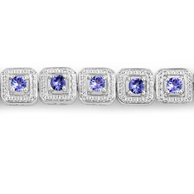 1.10 Carat Genuine Tanzanite .925 Sterling Silver Bracelet - 0