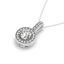 Milgrain Edge Diamond Halo Pendant in 14k White Gold (5/8 cttw)-2