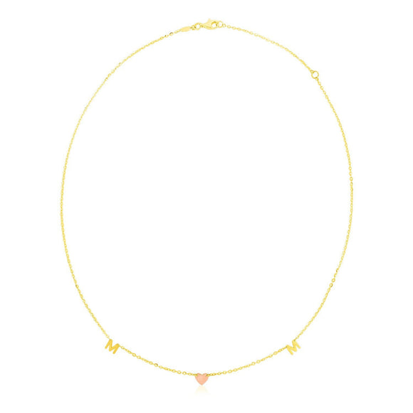 14k Yellow and Rose Gold Mom Necklace