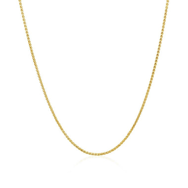 14k Yellow Gold Diamond Cut Round Wheat Chain 1.0mm - 0
