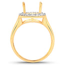 0.51 Carat Genuine White Diamond 14K Yellow Gold Semi Mount Ring - holds 10x8mm Cushion Gemstone-3