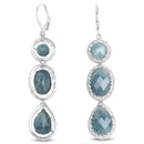 21.32 Carat Genuine Milky Aquamarine .925 Sterling Silver Earrings-3