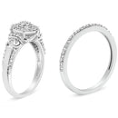 .925 Sterling Silver 1/3 Cttw Diamond 7 Stone Cluster and Halo Engagement Ring and Wedding Band Set (I-J Color, I1-I2 Clarity) - Size 7-4