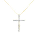 10K Yellow Gold Plated .925 Sterling Silver 4.0 Cttw Round Cut Diamond Cross Pendant Necklace (J-K Color, I1-I2 Clarity) - 18"-2