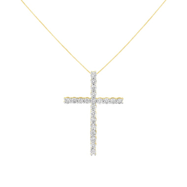 10K Yellow Gold Plated .925 Sterling Silver 4.0 Cttw Round Cut Diamond Cross Pendant Necklace (J-K Color, I1-I2 Clarity) - 18" - 0