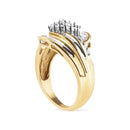 10K Yellow Gold 1/2 Cttw Diamond Pear Cluster and Swirl Ring (H-I Color, I1-I2 Clarity) - Ring Size 7-3
