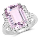 6.33 Carat Genuine Amethyst & White Topaz .925 Sterling Silver Ring-1