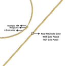 Semi-Solid 14K Yellow Gold 4.5mm Miami Cuban Chain Necklace - Unisex Chain - 22 Inches-4
