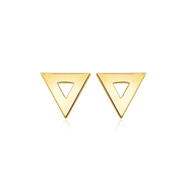 14k Yellow Gold Polished Open Triangle Post Earrings