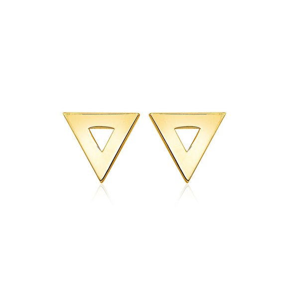 14k Yellow Gold Polished Open Triangle Post Earrings