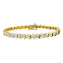 14K Rose Gold Plated .925 Sterling Silver 1/10 Cttw Diamond Round Miracle Plate and "S" Link Tennis Bracelet (I-J Color, I2- I3 Clarity) - 7"-1
