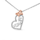 Two Tone .925 Sterling Silver 1/5 cttw Diamond "Mom" and Heart Pendant Necklace (H-I, I1-I2)-3