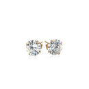 14k Yellow Gold Stud Earrings with White Hue Faceted Cubic Zirconia-2