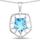 7.60 Carat Genuine Blue Topaz .925 Sterling Silver Pendant-1