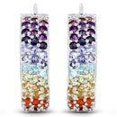 8.79 Carat Genuine Multi Stones .925 Sterling Silver Earrings-1