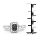 0.35 Carat Genuine Black Diamond and White Diamond .925 Sterling Silver Ring-3