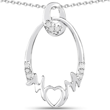 0.14 Carat Genuine White Diamond .925 Sterling Silver Pendant