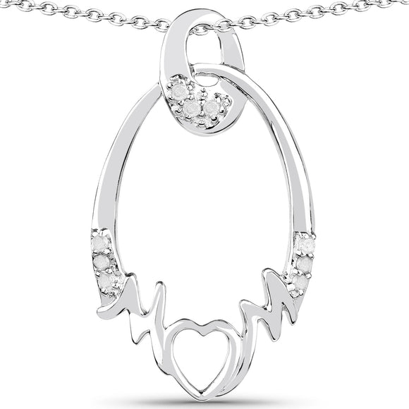 0.14 Carat Genuine White Diamond .925 Sterling Silver Pendant