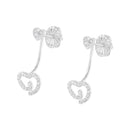 .925 Sterling Silver 1/4 Cttw Diamond Swirl Heart Front/Back Earrings (I-J Color, I2-I3 Clarity)-4
