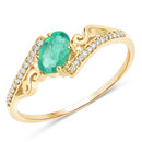 0.51 Carat Genuine Zambian Emerald and White Diamond 14K Yellow Gold Ring-1