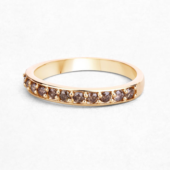 0.45 Carat Genuine Champagne Diamond 14K Yellow Gold Ring (I1-I2)