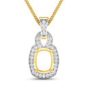 0.25 Carat Genuine White Diamond 14K Yellow Gold Semi Mount Pendant - holds 9x7mm Cushion Gemstone-1