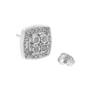 .925 Sterling Silver 1/4 cttw Round Cut Diamond Square Shape Milgrain Stud Earrings (I-J Color, I3 Clarity)-4