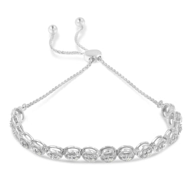 .925 Sterling Silver 1/10 Cttw Round Diamond Bolo Bracelet (I-J Color, I3 Clarity) - 0