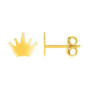 14k Yellow Gold Post Earrings with Crowns-1