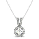 Round Pendant with Split Bail and Diamond Halo in 14k White Gold (3/4 cttw)-1