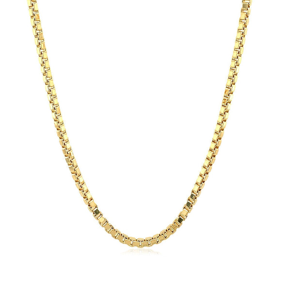 2.0mm 14k Yellow Gold Semi Solid Box Chain