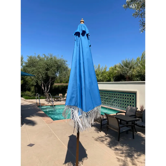 9ft 6 Ribs Replacement Umbrella Canopy w/ Tassels in Capri Blue Olefin (Canopy Only)
