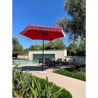 9ft 6 Ribs Replacement Umbrella Canopy w/ Tassels in Red (Canopy Only) - 0