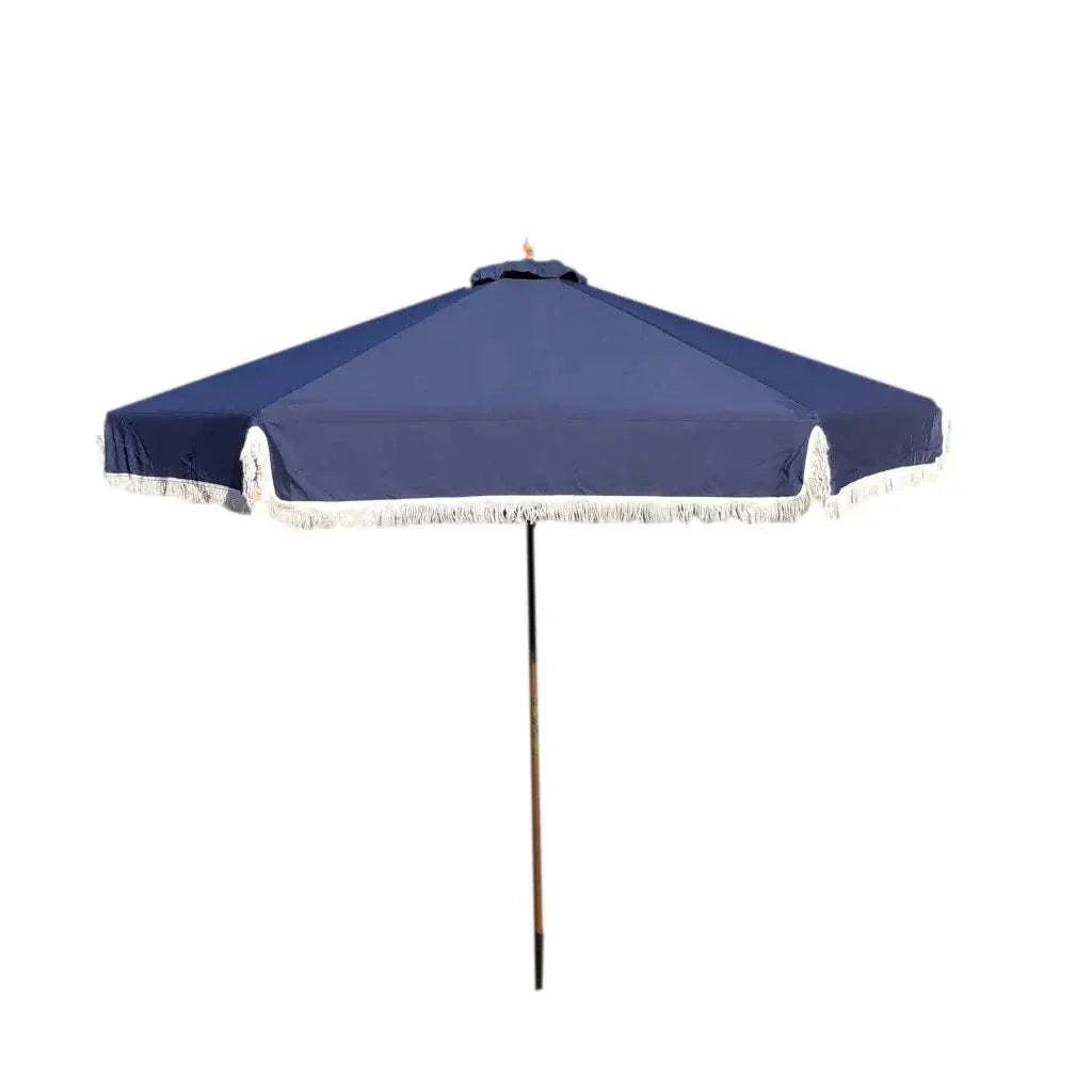 9ft 6 Ribs Replacement Umbrella Canopy w/Fringed Valance in Navy Olefi