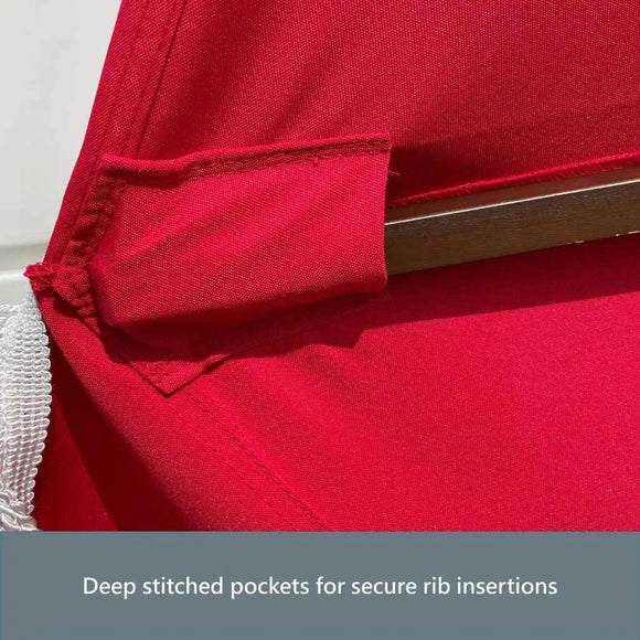 9ft 6 Ribs Replacement Umbrella Canopy w/Fringed Valance in Red (Canopy Only)
