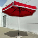 9ft 6 Ribs Replacement Umbrella Canopy w/Fringed Valance in Red (Canopy Only)-12