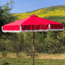 9ft 6 Ribs Replacement Umbrella Canopy w/Fringed Valance in Red (Canopy Only)-4