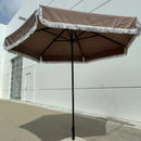 9ft 6 Ribs Replacement Umbrella Canopy w/Fringed Valance in Taupe (Canopy Only)-13