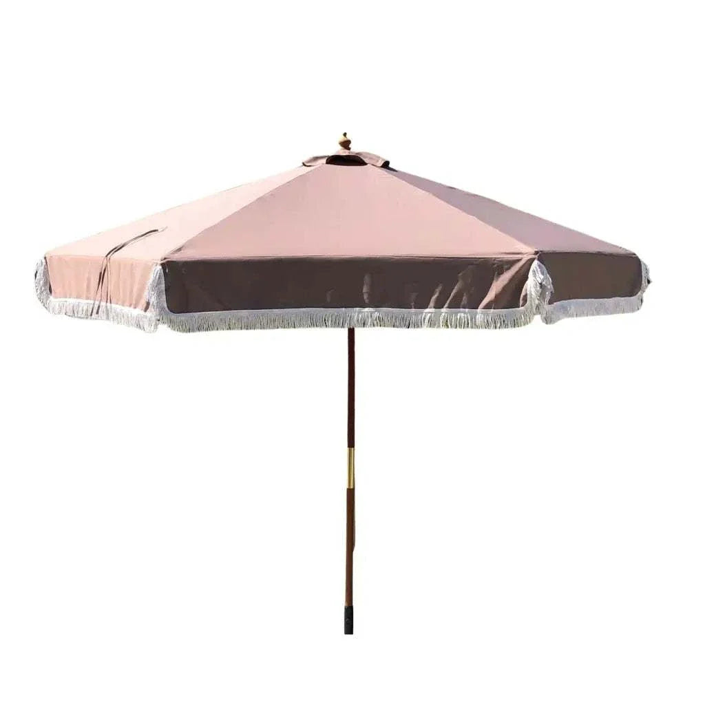 9 ft 6 ribs patio umbrella 9ft 6 Ribs Replacement Umbrella Canopy w/Fringed Valance in Taupe (Can